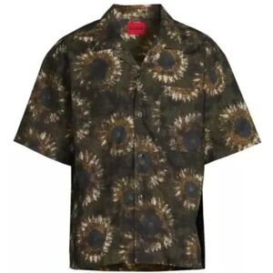 HUGO by Hugo Boss Mens Oversized Printed Camp Shirt Sunflowers Size LG NEW $148